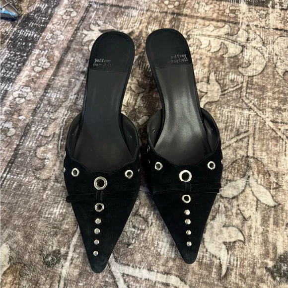 Jeffrey Campbell Black Heels with Silver Accents - Picture 2 of 3